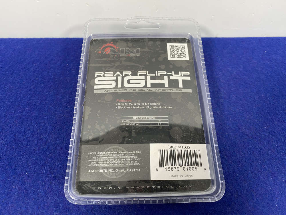 AIM SPORTS MT035 AR-15 M16 A2 Carbine Rear Flip-Up Sight *DUAL APERTURE*-img-5
