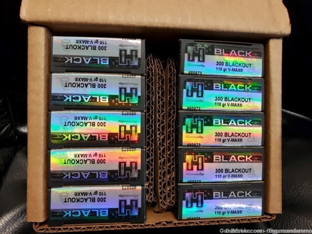 NEW 200 ROUNDS HORNADY .300 BLACKOUT 110 GRAIN V-MAX 300 BLK BLACK OUT VMAX-img-1