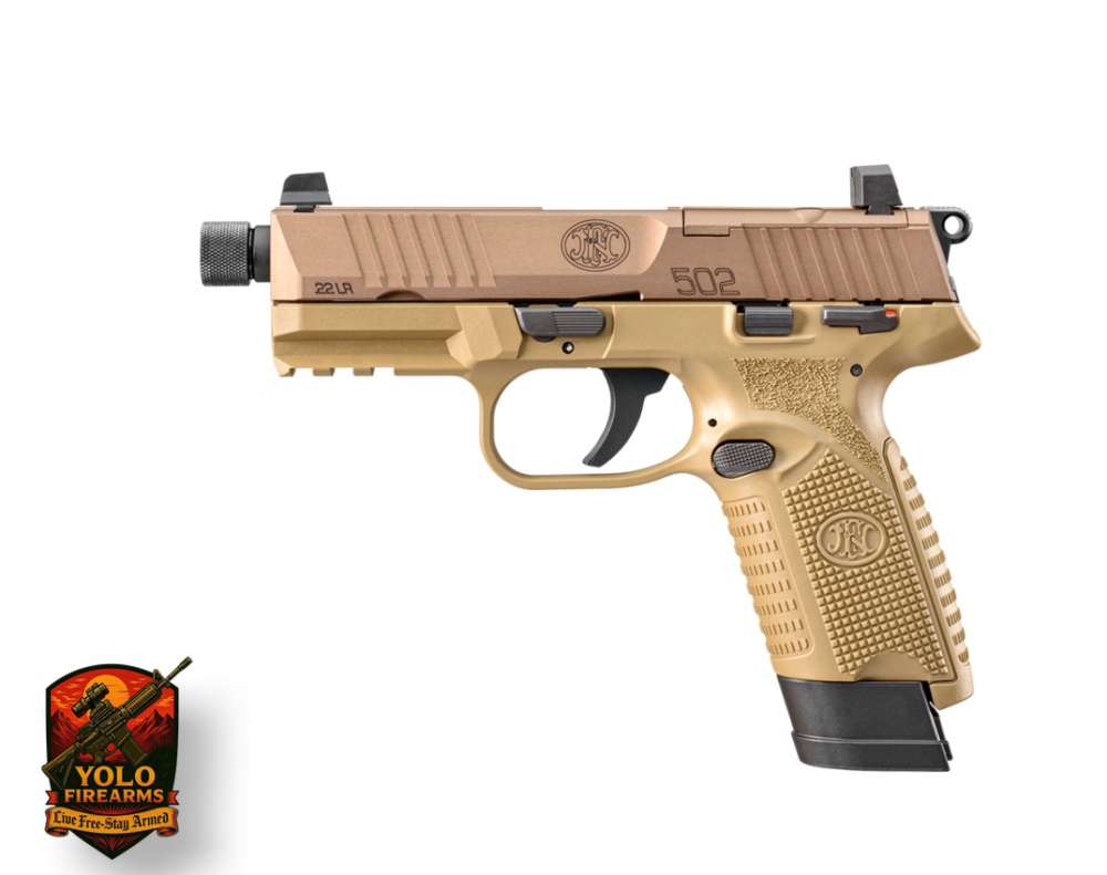 FN 502 Tactical .22LR, 4.6" Threaded Barrel, ORS, FDE, 15RD-img-1