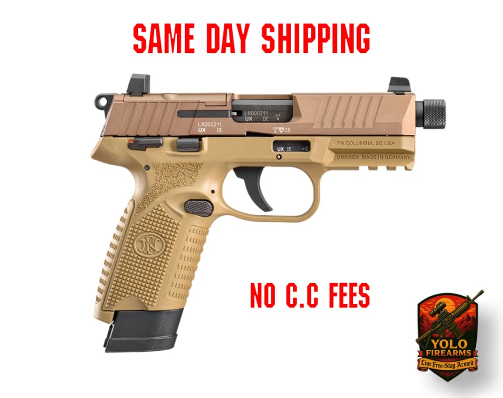 FN 502 Tactical .22LR, 4.6" Threaded Barrel, ORS, FDE, 15RD-img-0
