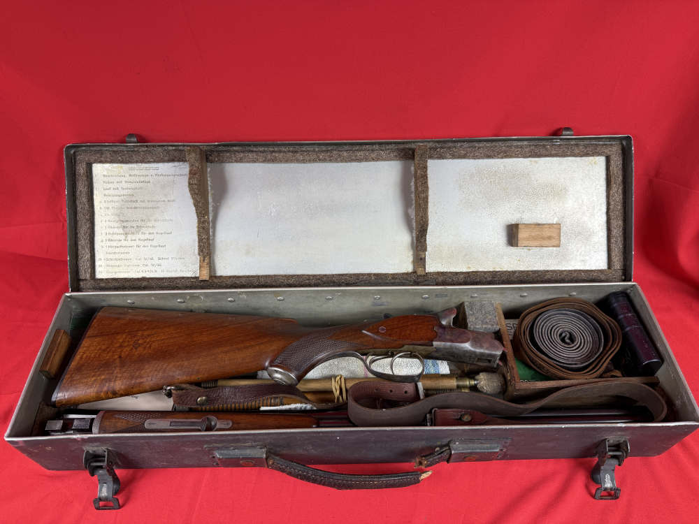 WWII Sauer M30 Luftwaffe Drilling Survival Combo Gun with Original Case-img-0