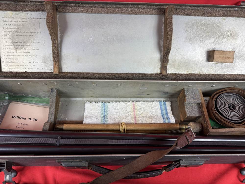 WWII Sauer M30 Luftwaffe Drilling Survival Combo Gun with Original Case-img-19