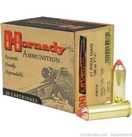 Hornady LEVERevolution Rifle Ammunition .41 Mag 190 gr FTX 1620 fps 20/ct-img-0