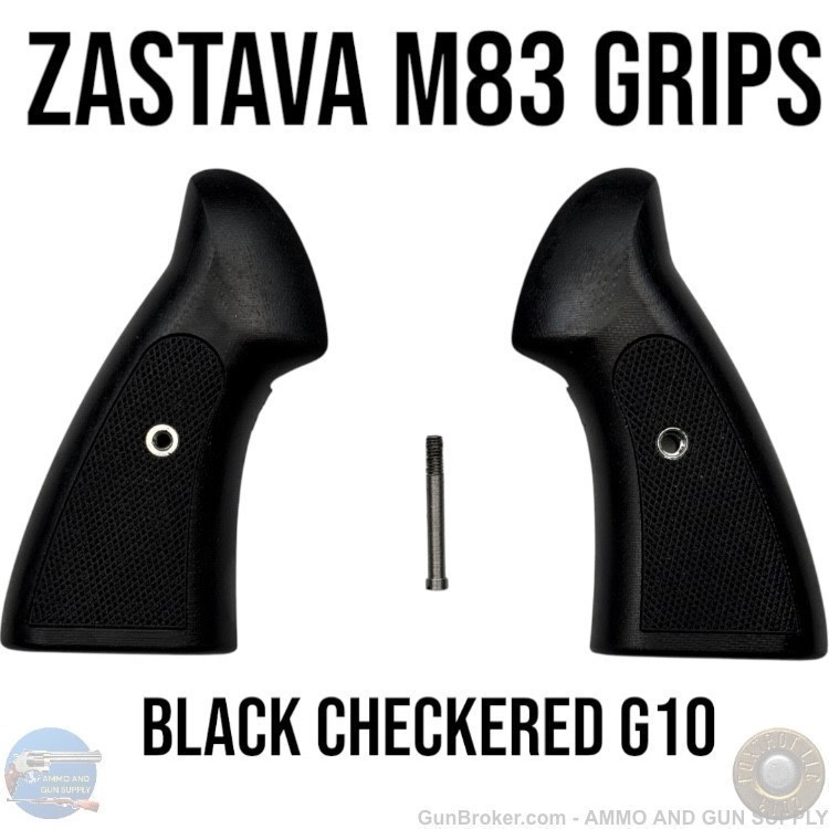 ZASTAVA M83 REVOLVER BLACK CHECKERED G10 GRIPS W/ HARWARE - BUY NOW-img-0