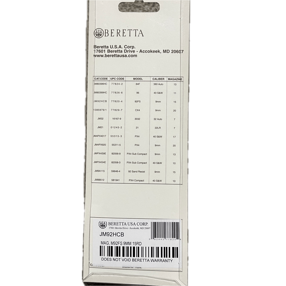 Beretta M92FS 9mm 15 Round Magazine JM92HCB -img-2