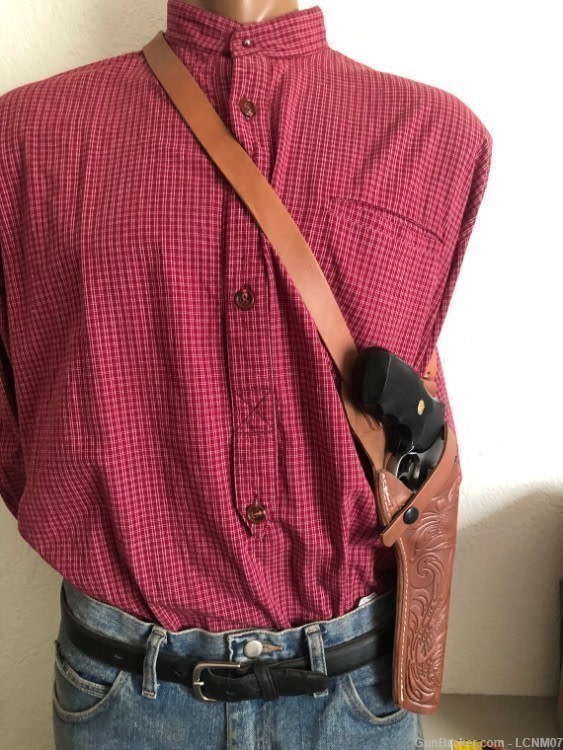 Leather Shoulder Sling Holster Fits Ruger GP100 Colt Python S&W 19 586 686-img-0