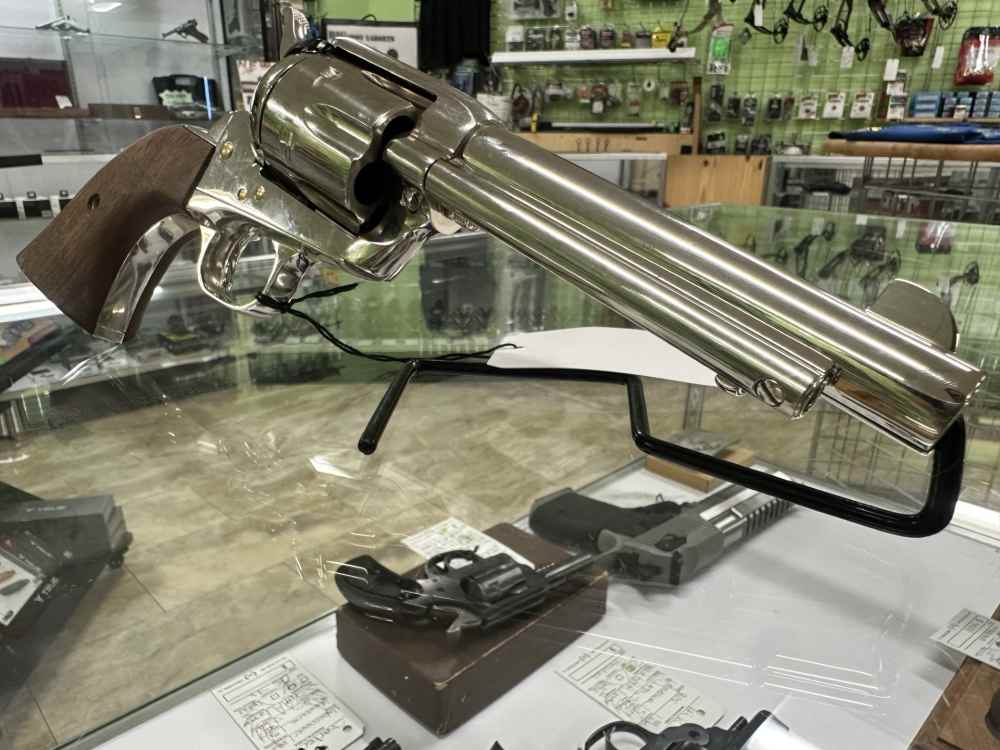 USED COLT SINGLE ACTION ARMY 45LC 5.5" 6RD WALNUT NICKEL P1850TLE-img-2