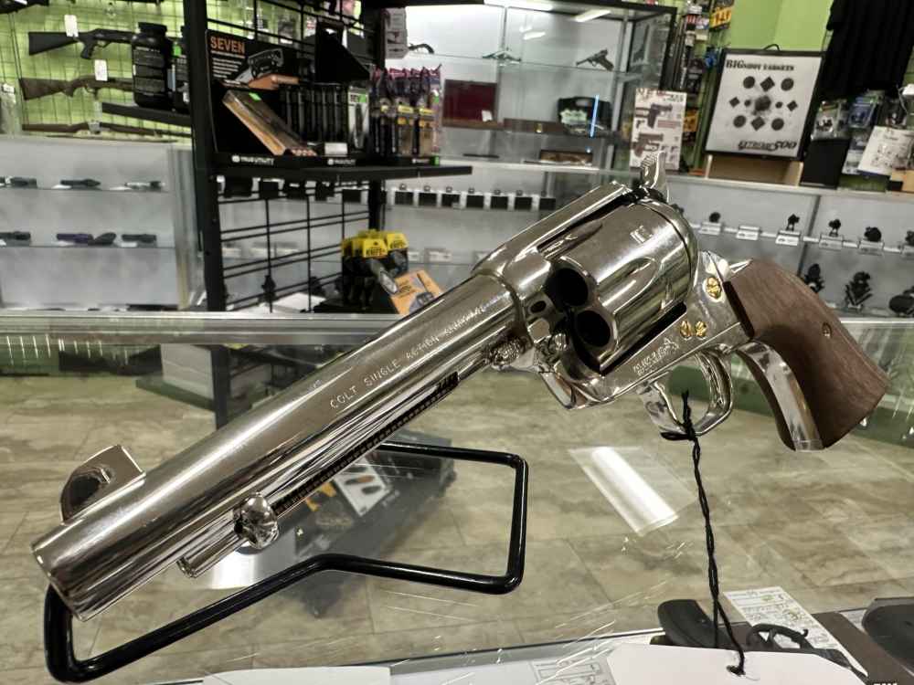USED COLT SINGLE ACTION ARMY 45LC 5.5" 6RD WALNUT NICKEL P1850TLE-img-27
