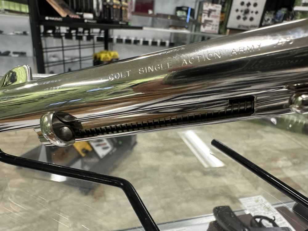 USED COLT SINGLE ACTION ARMY 45LC 5.5" 6RD WALNUT NICKEL P1850TLE-img-24