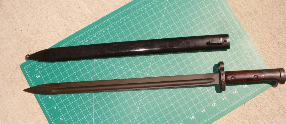 WWII Lithuania Bayonet M24L & Scabbard Pillars of Gediminas Marked-img-6
