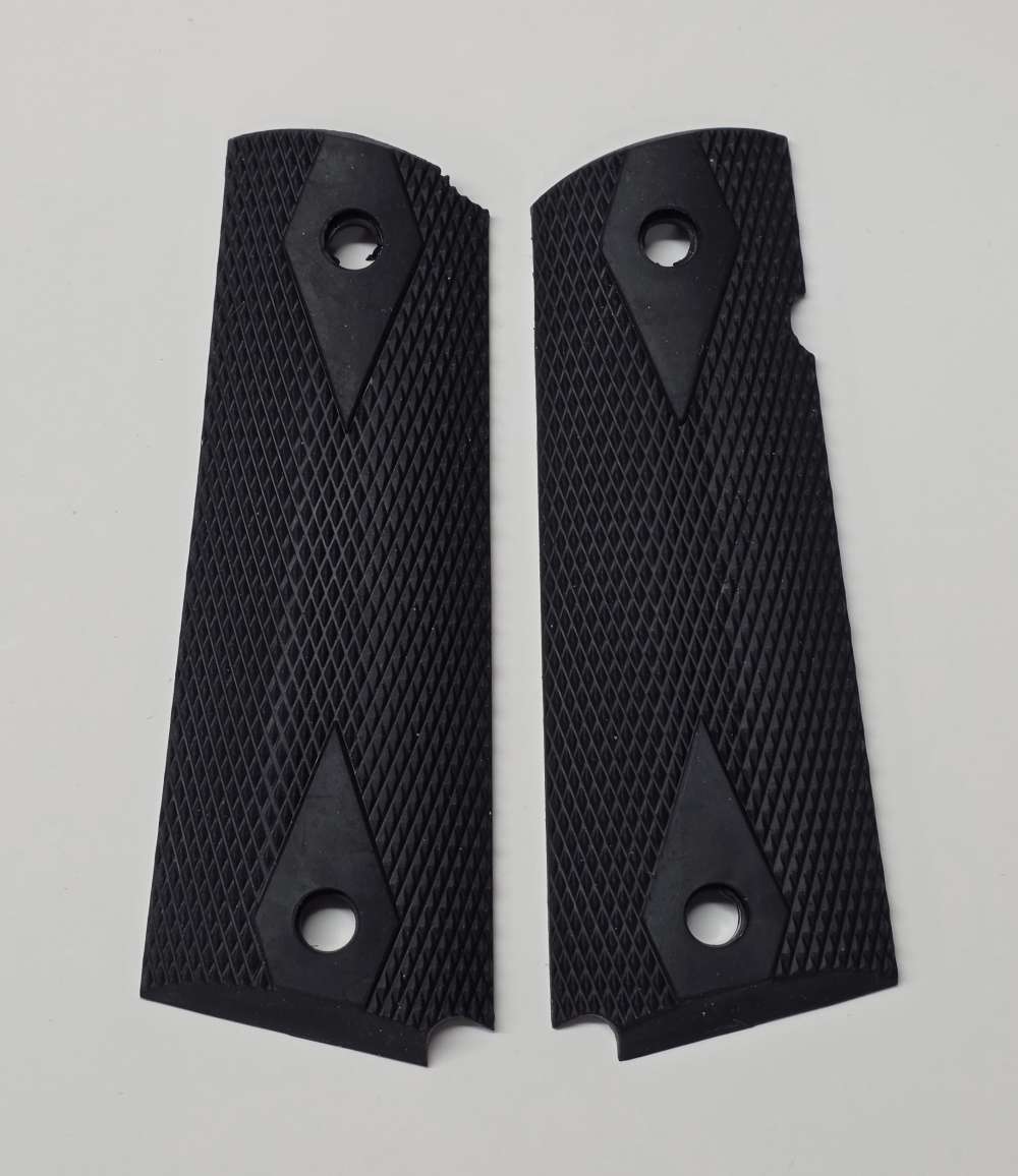 1911 Government Grips Black Rubber Double Diamond Checkering -img-0