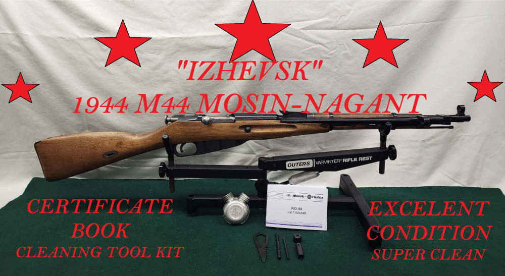 1944 Izhevsk Mosin-Nagant M44 With Certificate Book EXCELLENT CONDITION -img-0