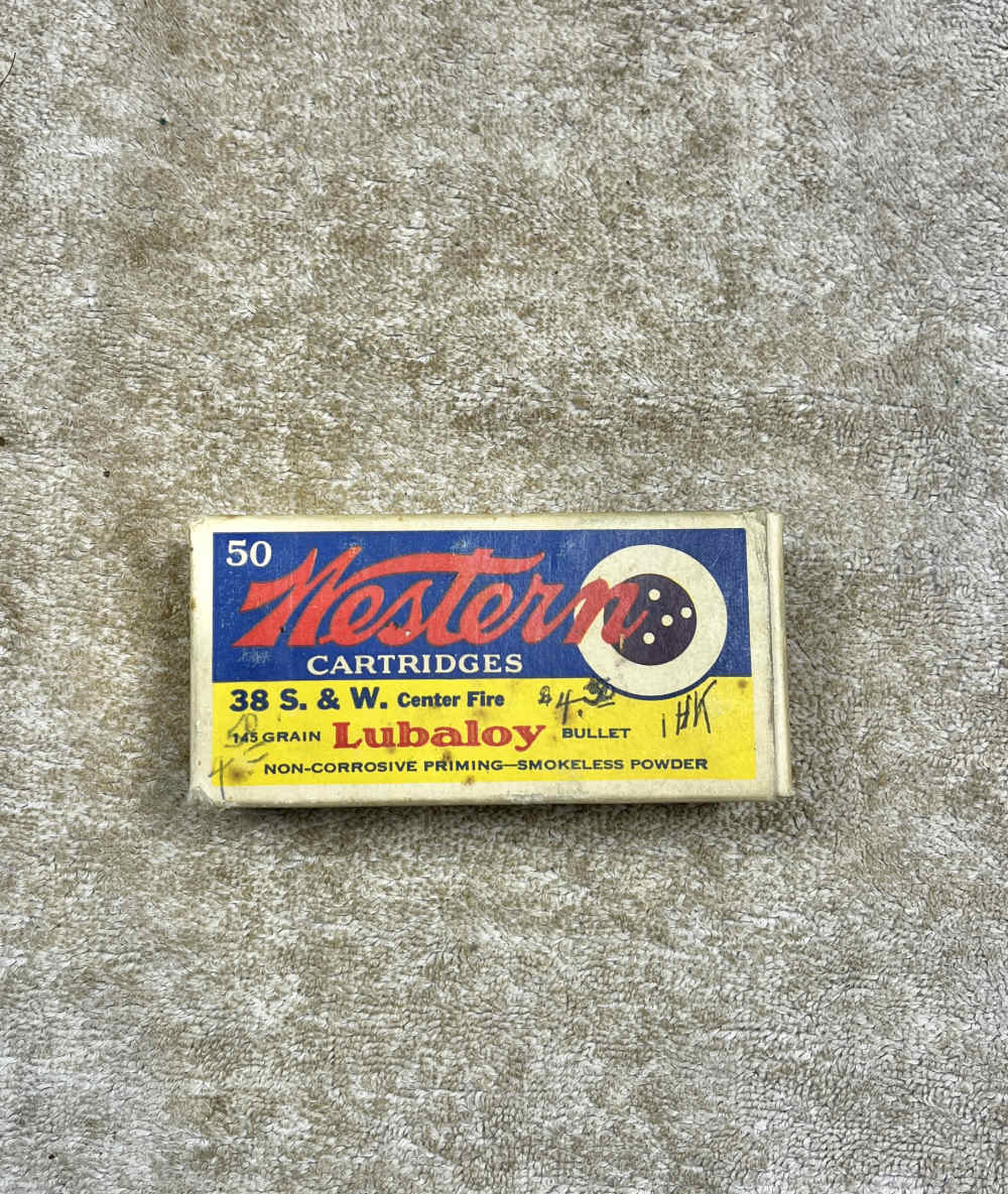 Vintage box of Western 38 smith & Wesson Ammo-img-0