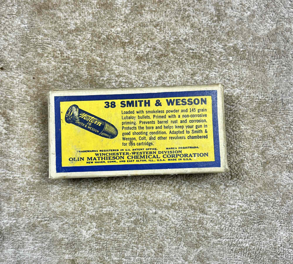 Vintage box of Western 38 smith & Wesson Ammo-img-1
