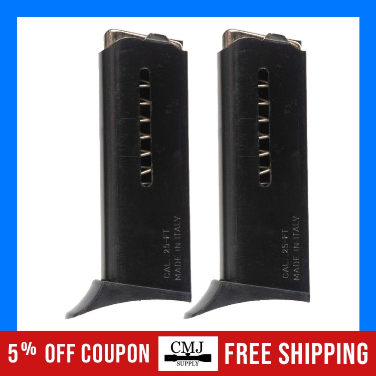 2-Pack Titan Excam GT 25 ACP 6rd Magazine Blued Steel Finger Rest-img-0