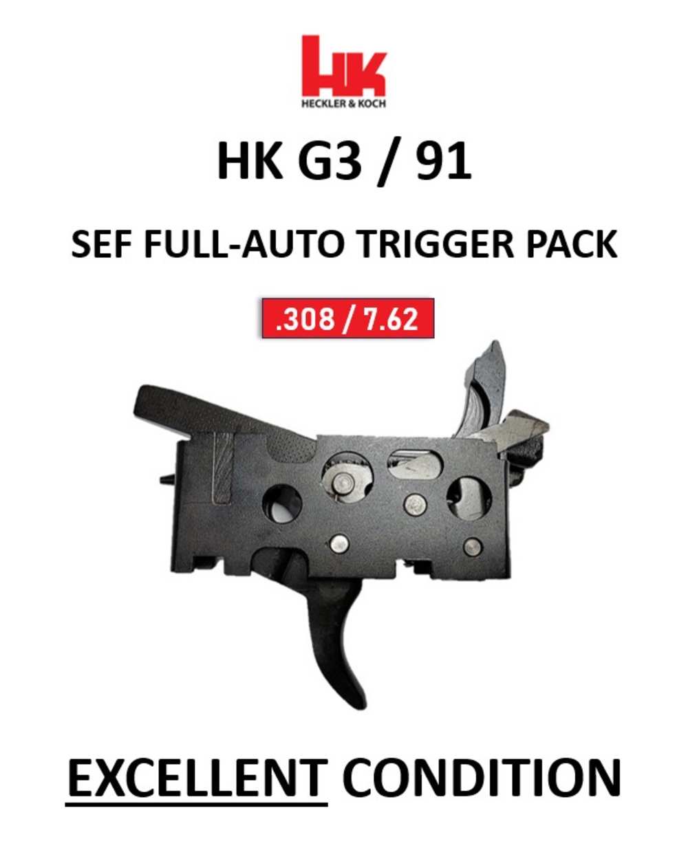 Heckler Koch HK G3/91 SEF Full-Auto Trigger Pack, 7.62mm, Excellent 206571-img-0