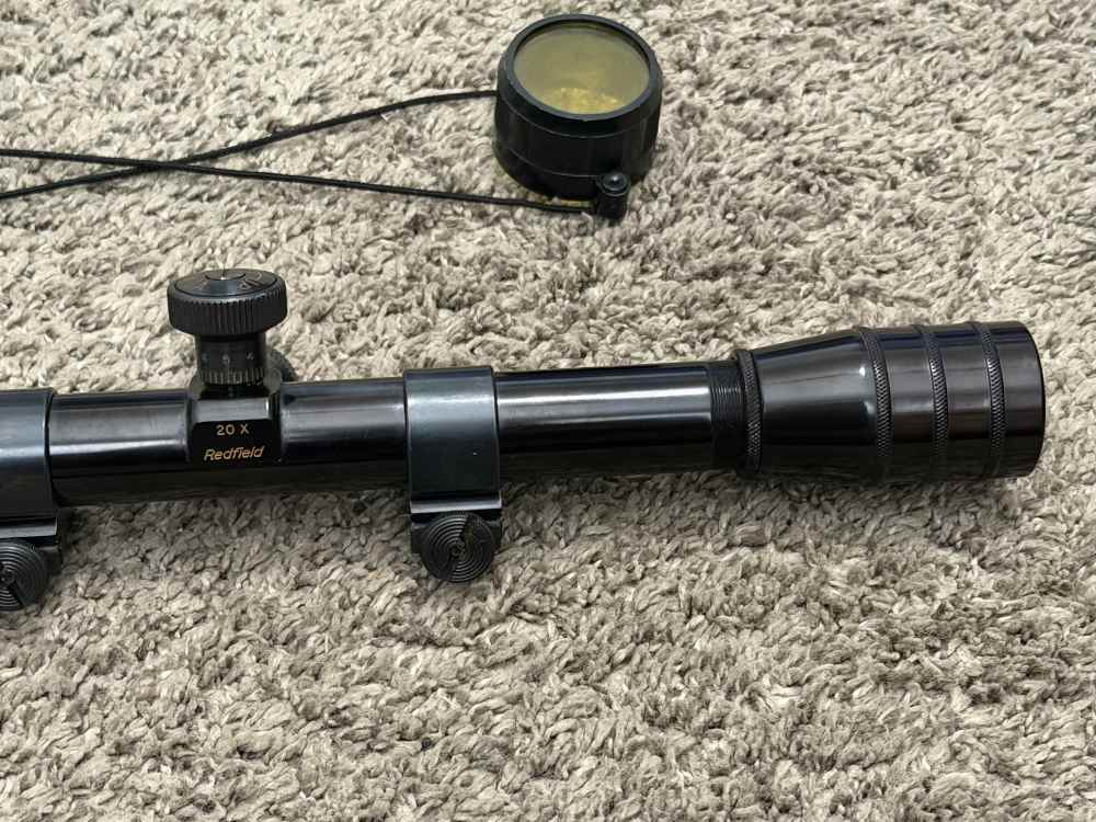 Redfield fixed 20 power rifle scope gloss vintage 1” tube duplex 20x target-img-1