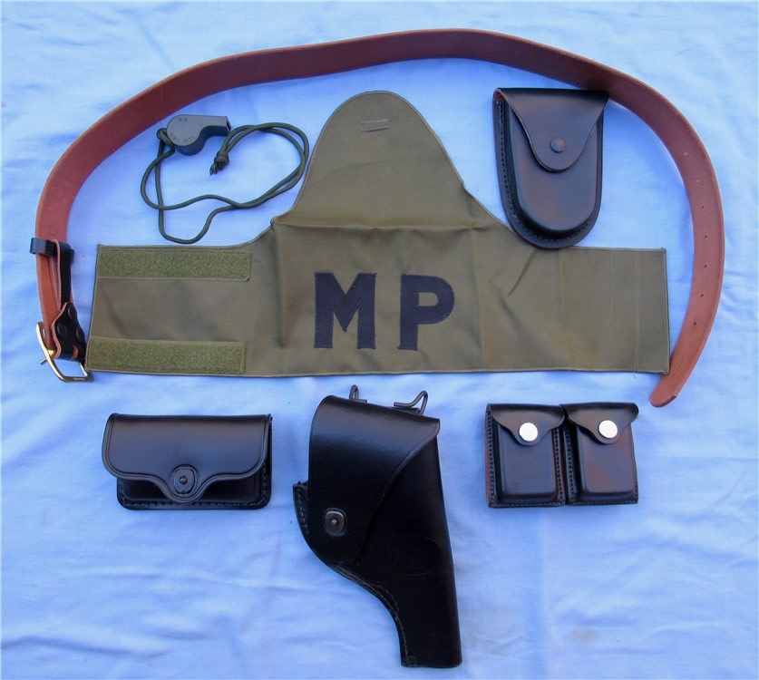 US Army MP Woman's Black Leather Revolver Holster Rig-img-0
