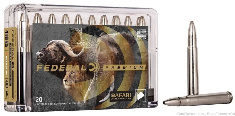 Federal Premium Safari .416 Rem Mag 400gr Bear Claw Box of 20-img-0