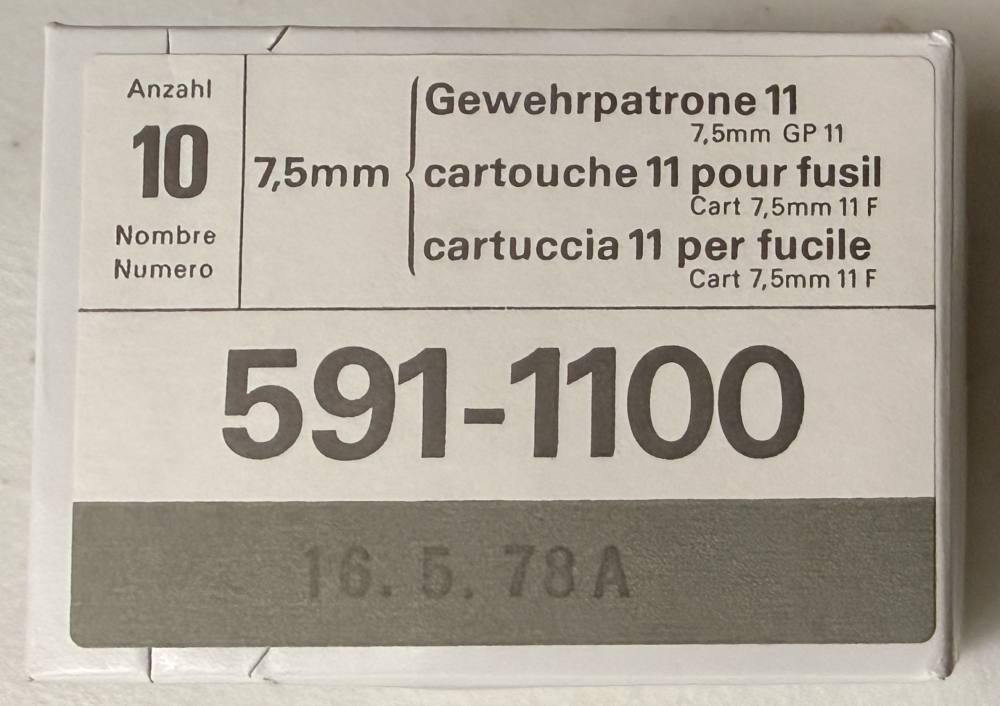 30 rounds of GP 11 7.5X55 174gr brass cased Swiss rifle ammo-img-0