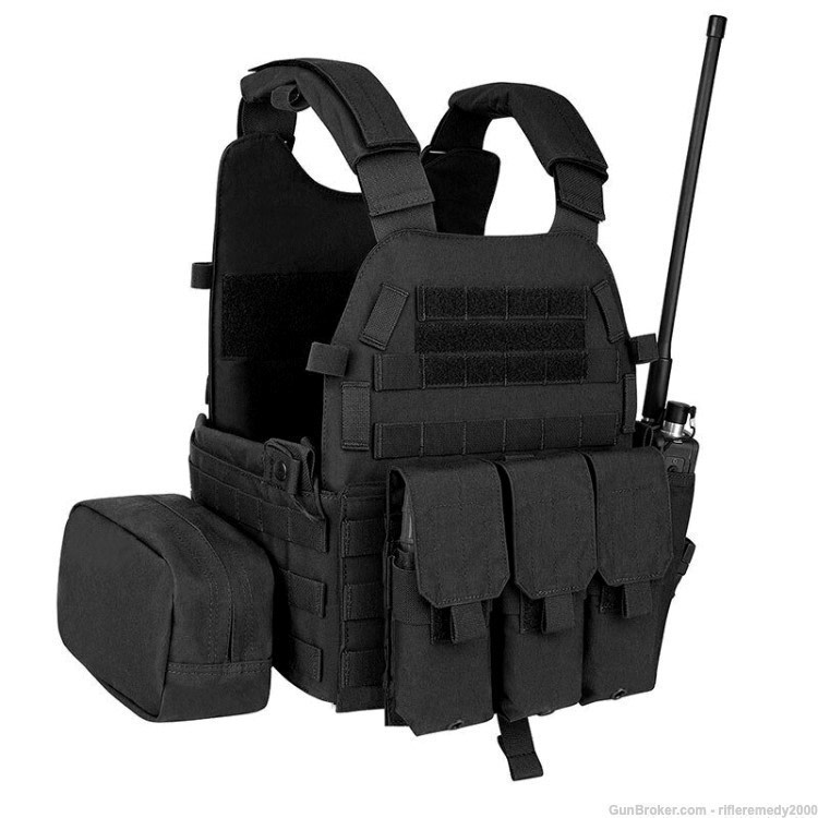 SALE Black Plate Carrier Vest Body Armor Chest Rig-img-1