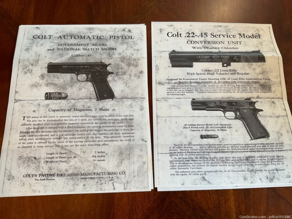 WWII USMC ISSUE COLT 22 LR CONVERSION KIT w presentation box.Colt Letter-img-10