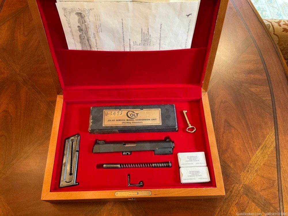 WWII USMC ISSUE COLT 22 LR CONVERSION KIT w presentation box.Colt Letter-img-0