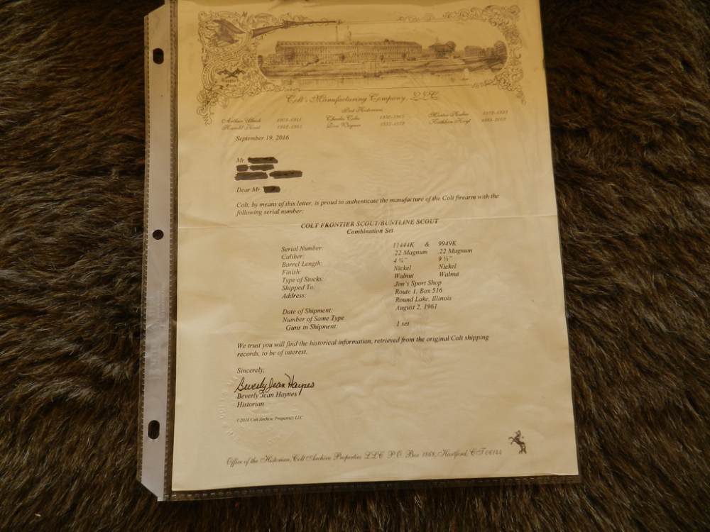 Colt Frontier Scout Set Both 22 Magnum NIB Colt Letter-img-24