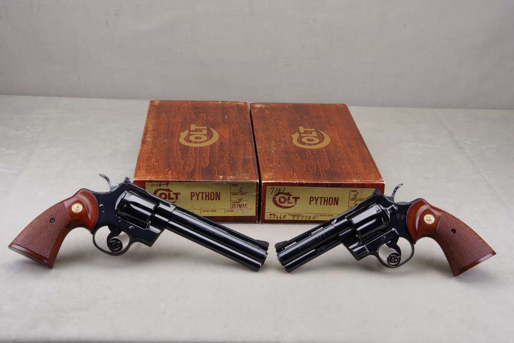 Exceptional 1977 Colt Python 4'' & 6'' Pair 357 Mag Blue Consecutive #s NIB-img-0