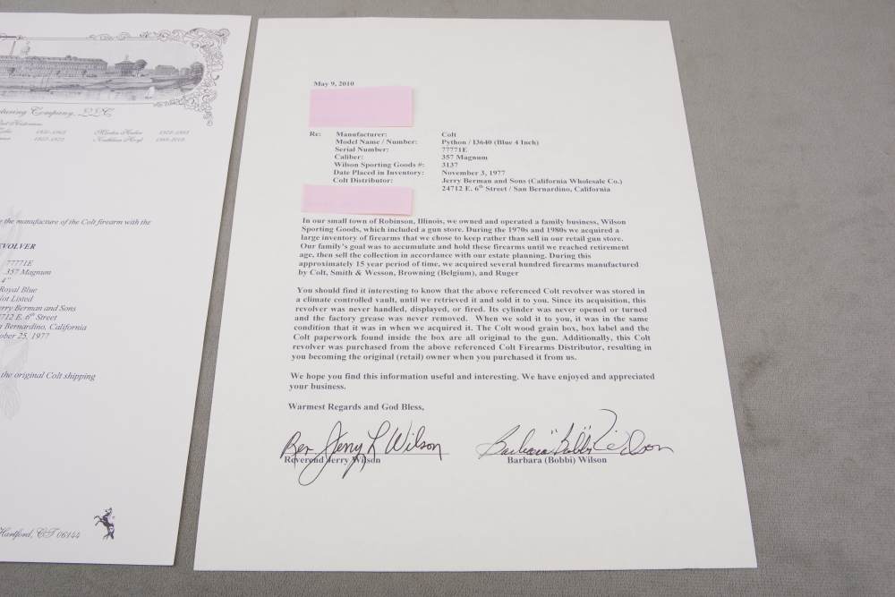 Exceptional 1977 Colt Python 4'' & 6'' Pair 357 Mag Blue Consecutive #s NIB-img-43