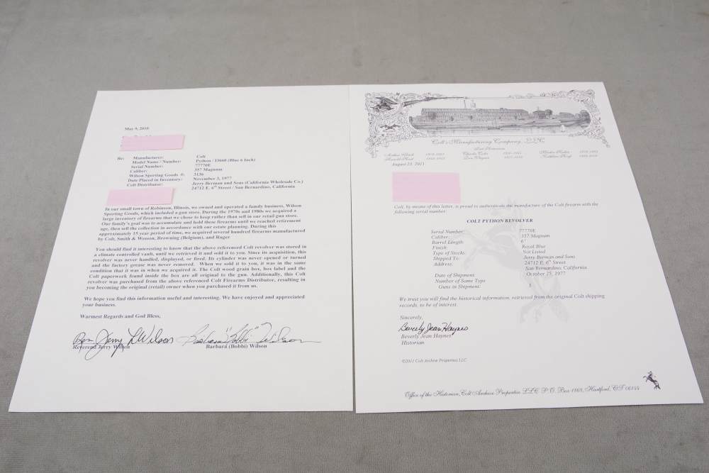 Exceptional 1977 Colt Python 4'' & 6'' Pair 357 Mag Blue Consecutive #s NIB-img-6