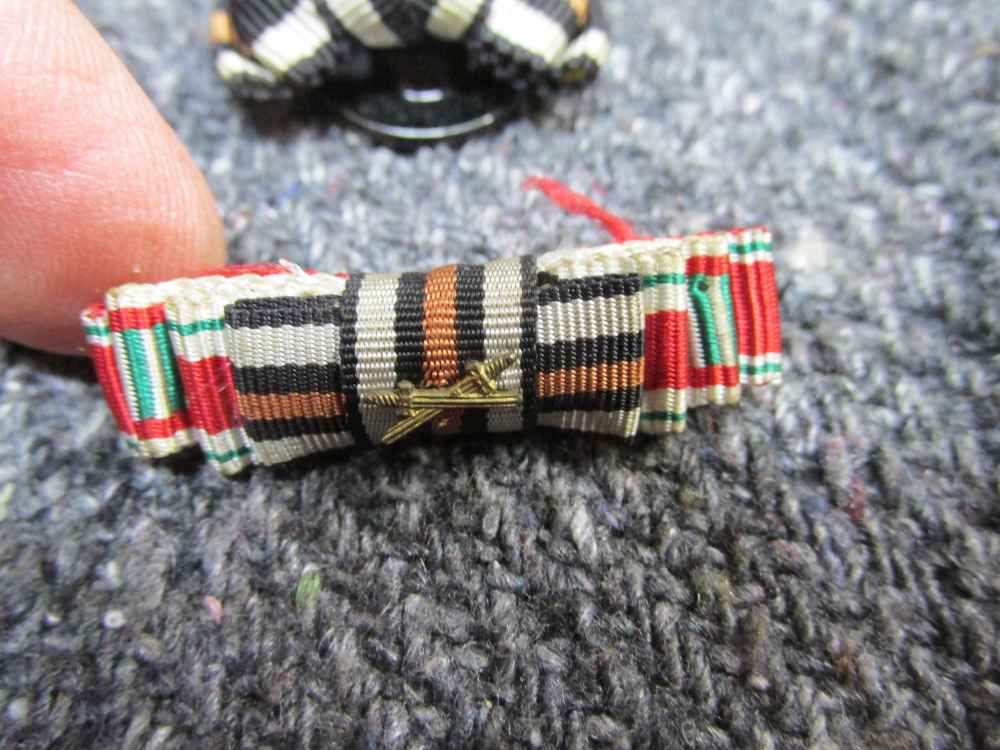 6-ORIGINAL WWI/WWII GERMAN BUTTONHOLE RIBBONS; WAR MERIT CROSS, IRON CROSS-img-4