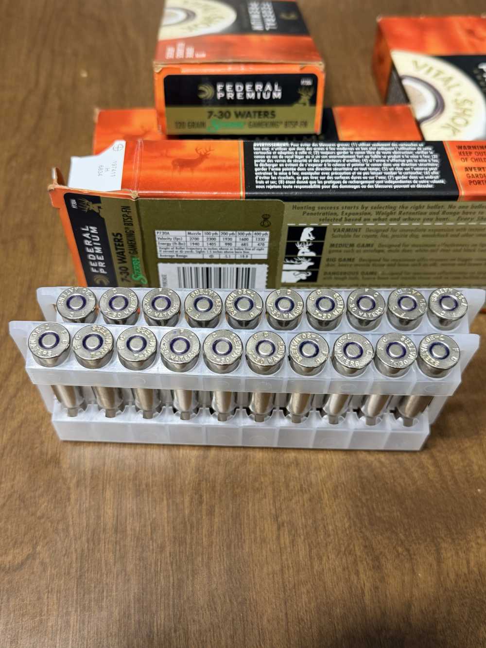 68 rounds of Federal Premium 7-30 Waters cartridges 120 grain sierras -img-1