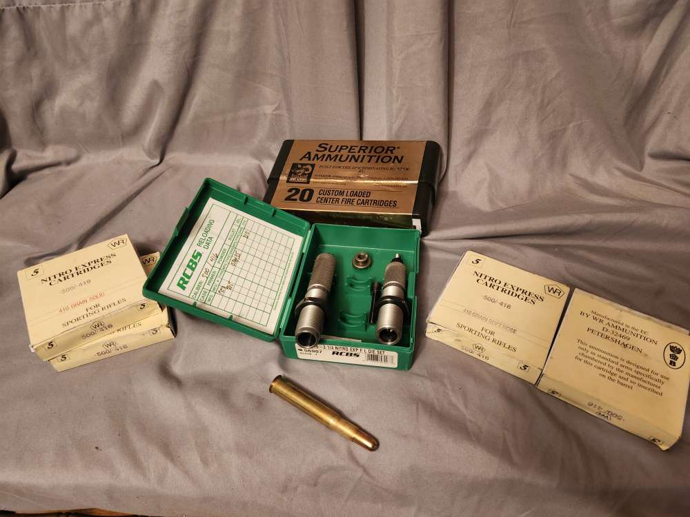 RCBS 500/416 NE dies, and bullets.  Like new! NR!-img-0