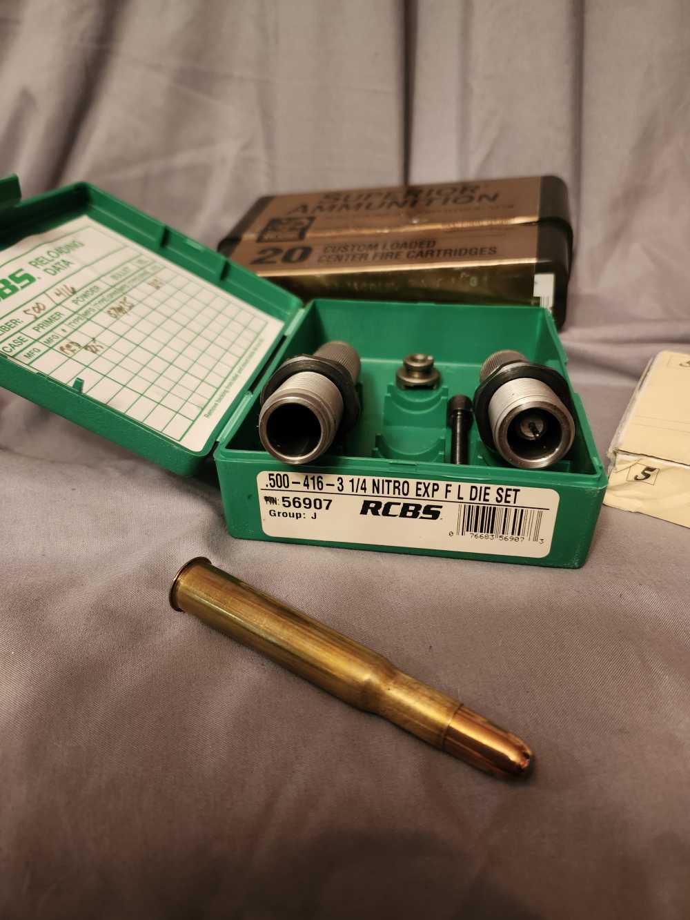 RCBS 500/416 NE dies, and bullets.  Like new! NR!-img-1