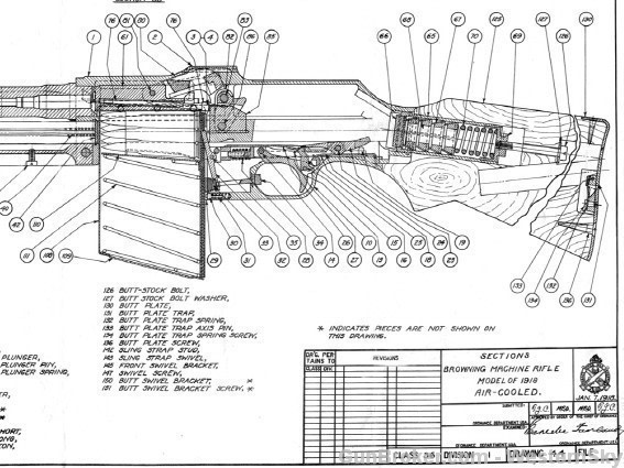 Browning BAR 1918-A2 Drawings Patents Blueprints!-img-1