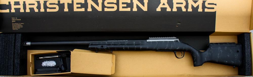 New-in-Box Christensen Arms ELR 6.5 PRC Stainless 26” Black-Gray Web Stock-img-0