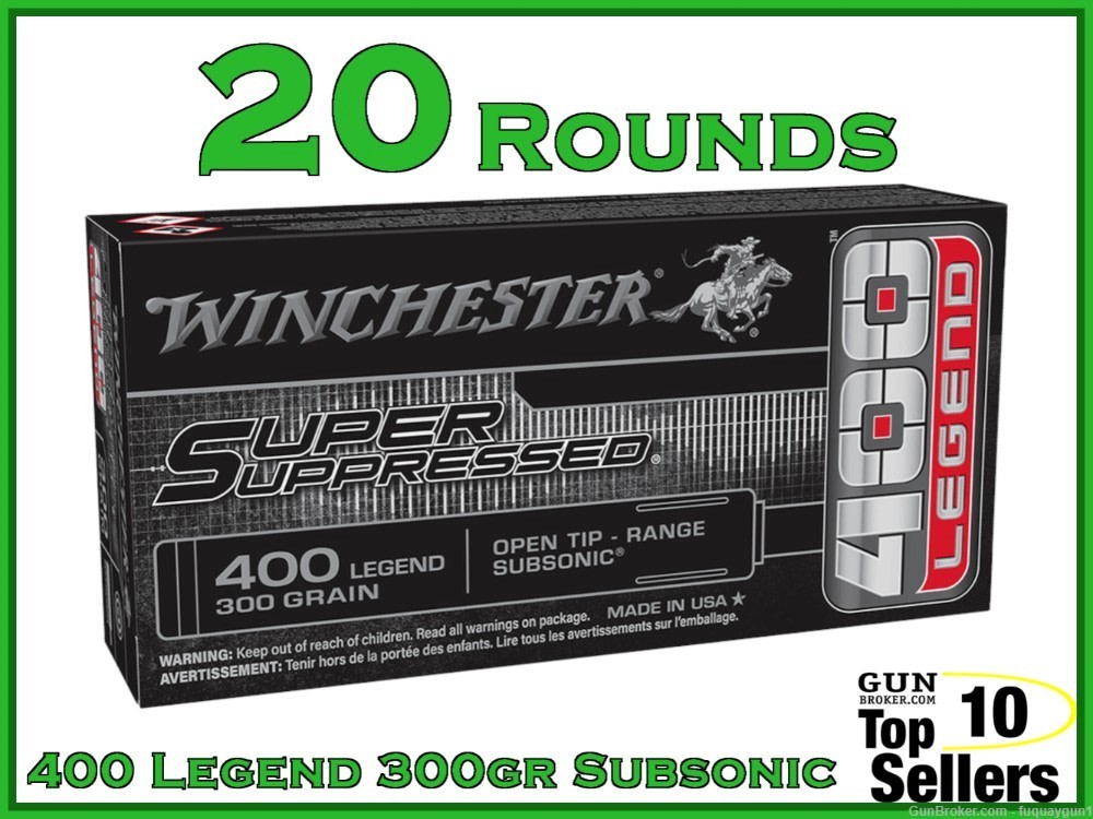 Winchester Super Suppressed 400 Legend Ammo 300gr Subsonic -img-0