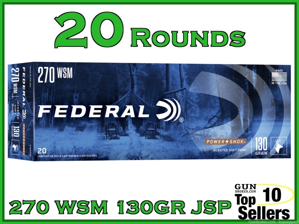 Federal Power-Shok 270 WSM Ammo 130gr JSP -img-0