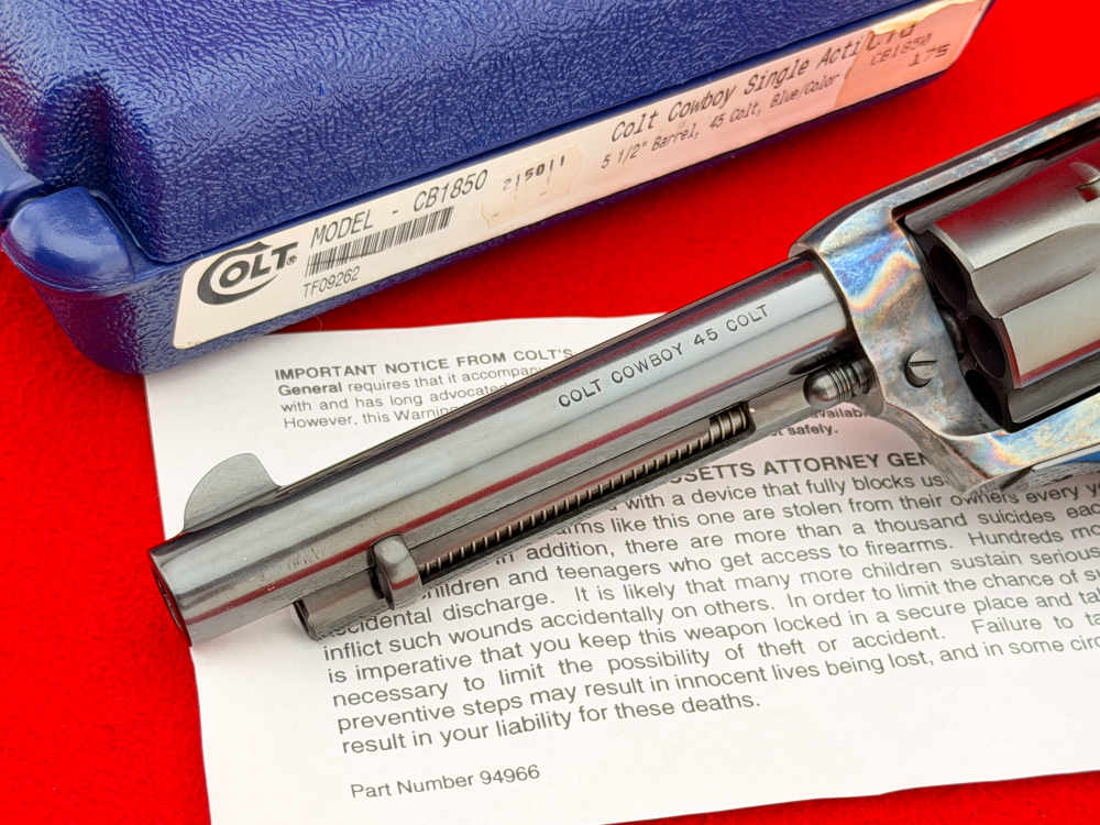 2001 Colt Single Action SAA Cowboy .45 Colt 5.5" Blue & CCH w/ Case 99%+-img-3