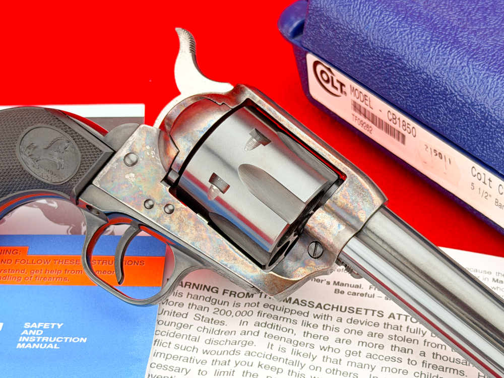 2001 Colt Single Action SAA Cowboy .45 Colt 5.5" Blue & CCH w/ Case 99%+-img-8