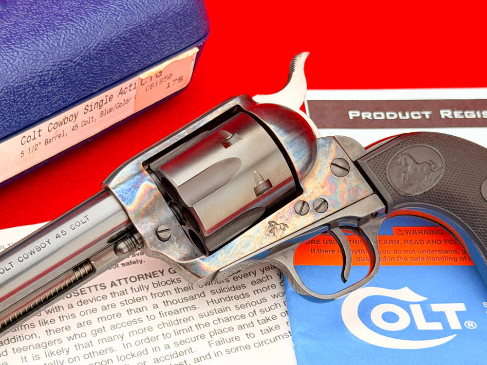 2001 Colt Single Action SAA Cowboy .45 Colt 5.5" Blue & CCH w/ Case 99%+-img-4