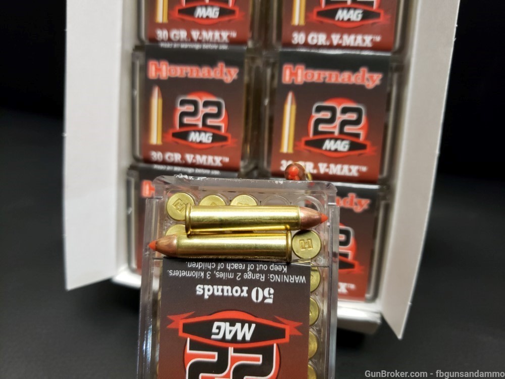 IN STOCK! 500 ROUNDS NEW HORNADY 22 MAGNUM 30 GR MAG V MAX VARMINT EXPRESS-img-4