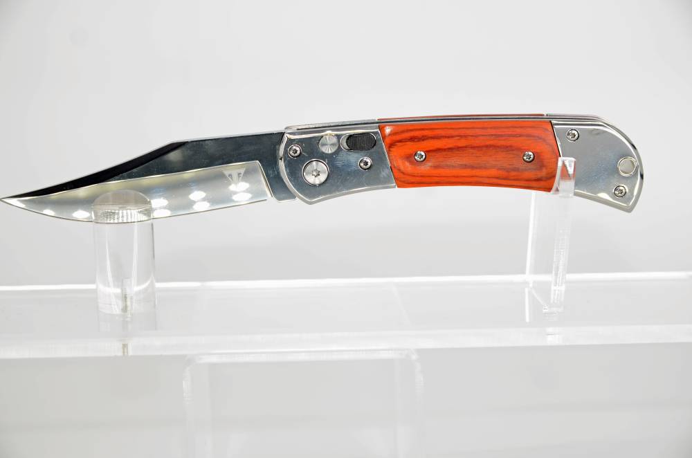 Gentleman's Wood Handle Stainless Steel Switchblade Automatic Knife-img-0