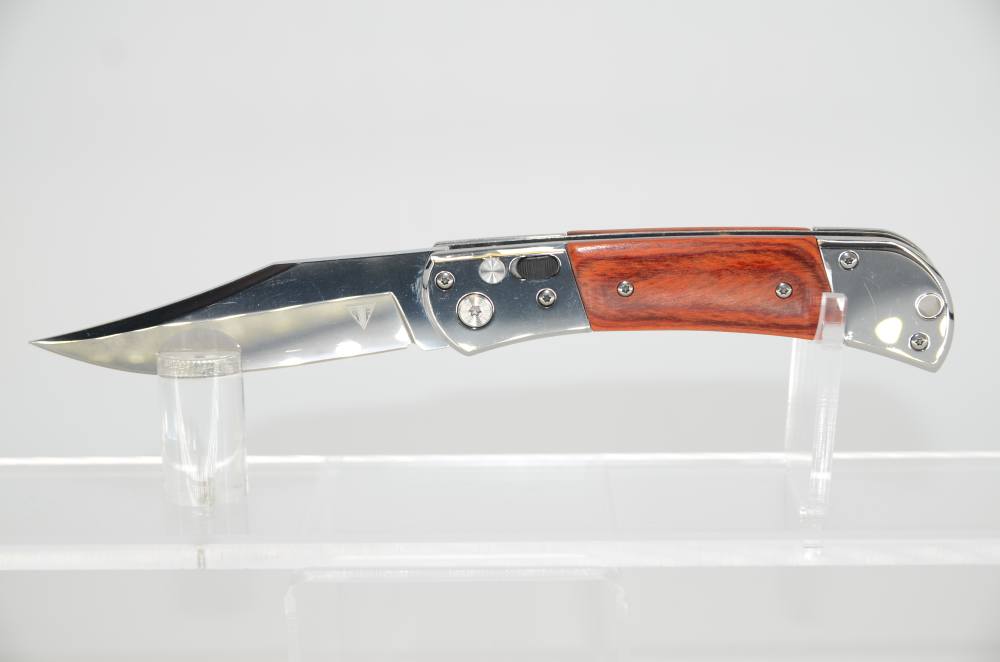 Gentleman's Wood Handle Stainless Steel Switchblade Automatic Knife-img-1