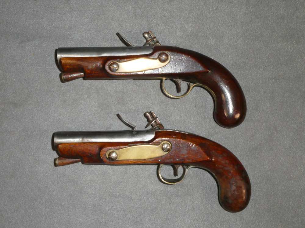 Pair of English Trade Flintlock Pistols, Fur Trade Era, .60 Caliber-img-1
