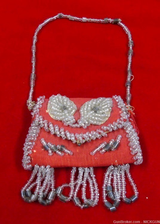 miniature Antique glass beaded purse , With provenance-img-2