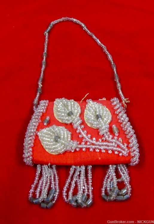 miniature Antique glass beaded purse , With provenance-img-0