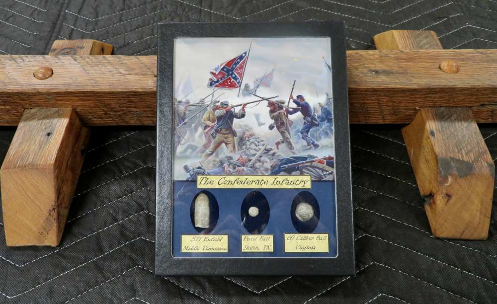 CONFEDERATE INFANTRY CIVIL WAR RELIC DISPLAY — ENFIELD, SHILOH & VIRGINIA-img-0
