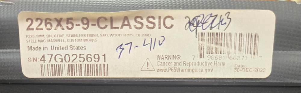 Sig Sauer Custom Shop 226 X5 Classic 9mm 5" barrel NIB -img-3
